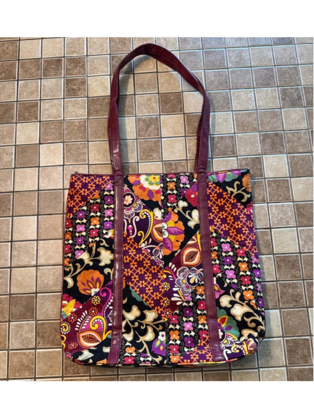 Women's Vera Bradley Tote Bag One Size Purple Orange Floral Pattern